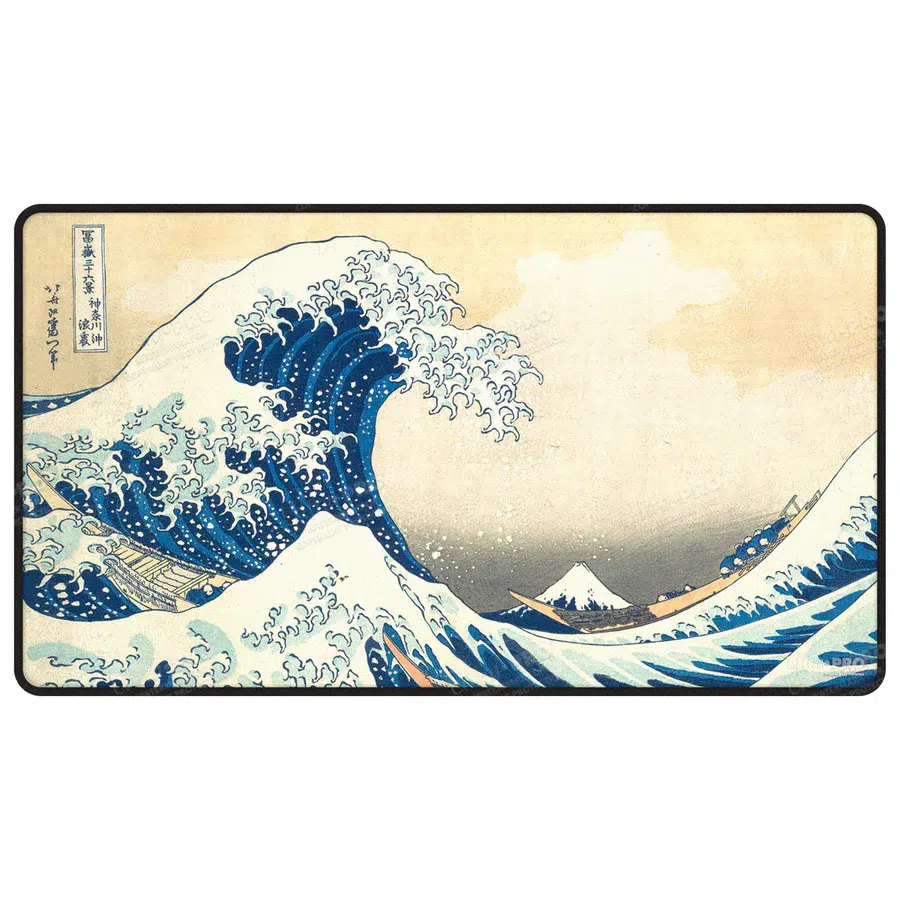 Playmat: Black Stitched- The  Great Wave Off Kanagawa