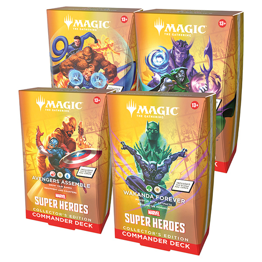 (PREVENTA) MTG: Universes Beyond- Marvel Super Heroes Commander Deck, Collector Edition Display (4 Decks)